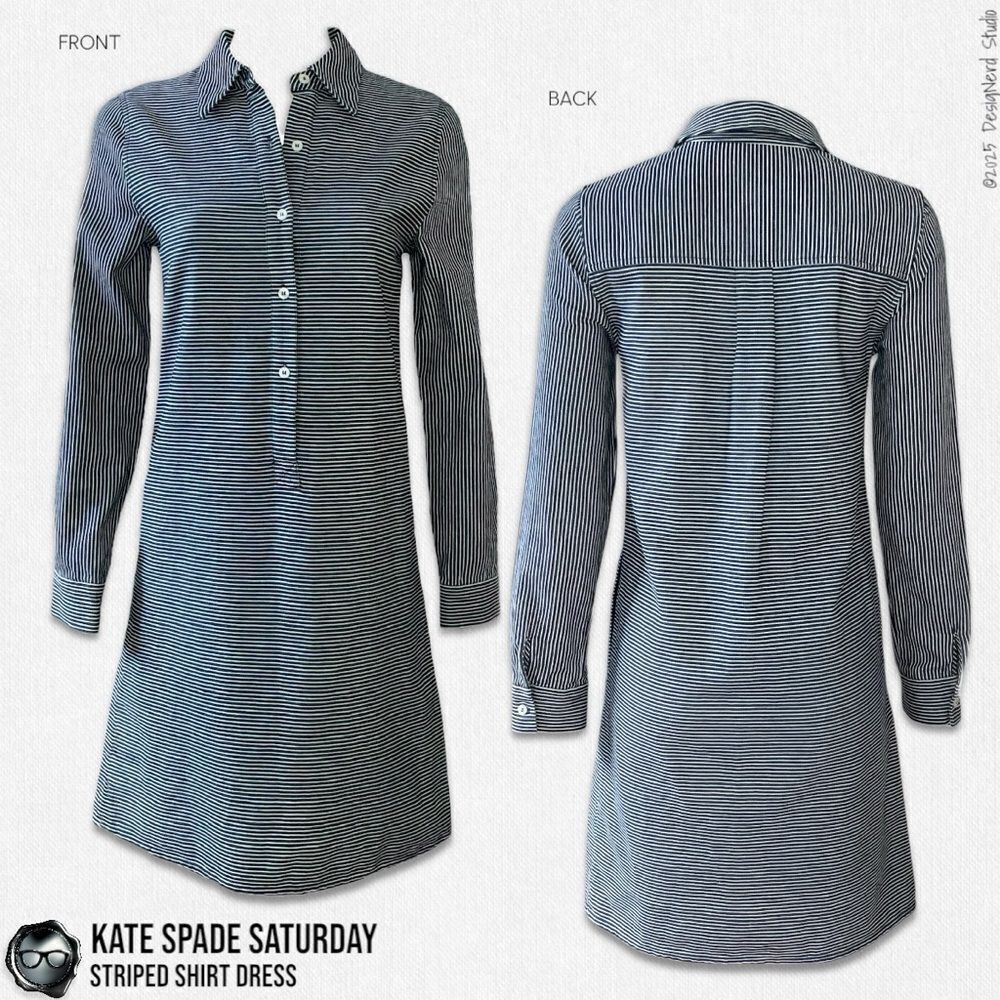 VINTAGE KATE SPADE SATURDAY LONG SLEEVE STRIPED DENIM SHIRT DRESS SPRING 2014
